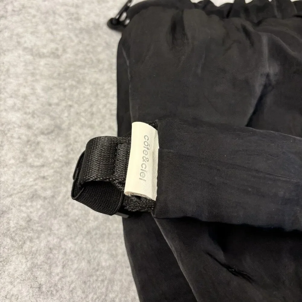 Cote & Ciel Black Nylon Zip Close Crossbody Bag Backpack Adjustable Strap Pocket